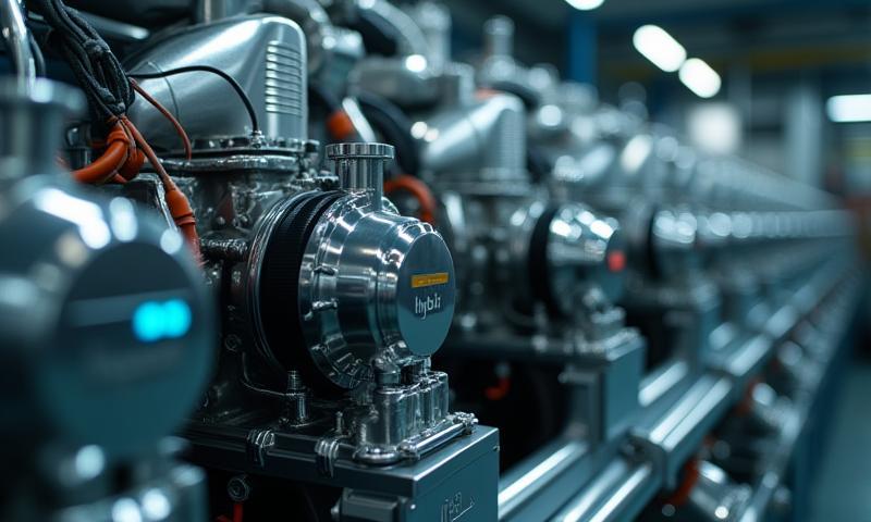 Close-up of a yacht's advanced hybrid propulsion system, emphasizing eco-friendliness.